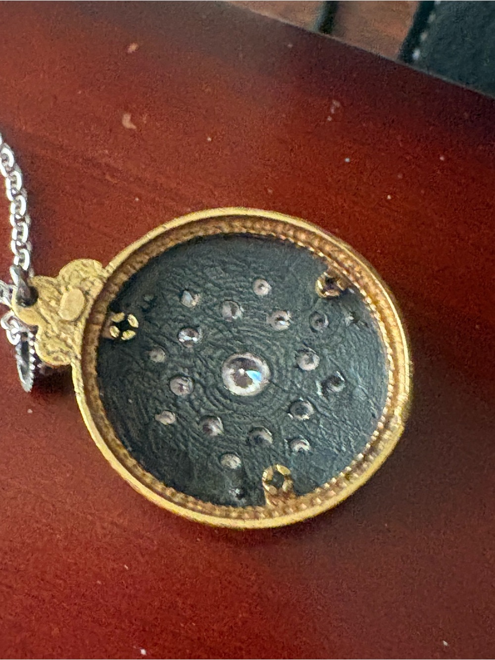 750 white gold Chain with antique Pendant. - Picture 4 of 8